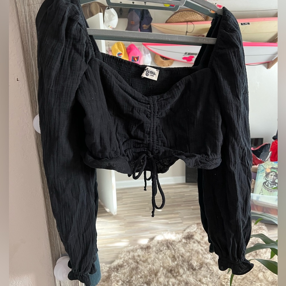 Show me your mumu cropped linen top